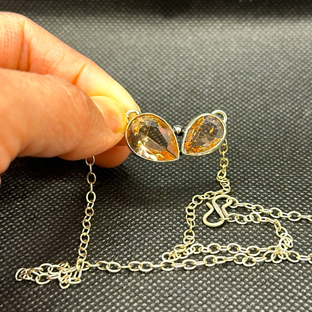 Morganite Pink Crystal on sterling silver overlay necklace 16”